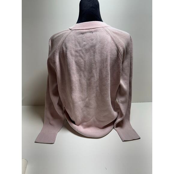 Abercrombie & Fitch Oversized Y2K Ribbed Sweater Pale Pink Barbie Core SzXL FlAW - Picture 3 of 13